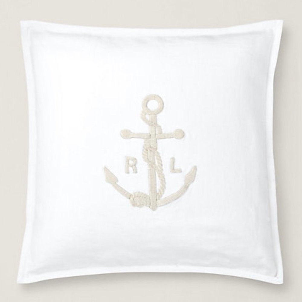 Ralph Lauren Carlea Anchor Bullion Throw Pillow In White